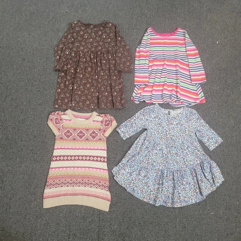 Gymboree Old Navy H&M 2T Dress Lot Girls 4pc Floral Striped Fair Isle Knit